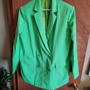 NASTY GAL COLLECTION NEON GREEN DOUBLE BREASTED BLAZER. OVERSIZED SZ 8